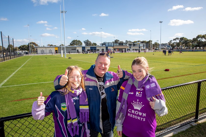 Storm fans watching their side train at the newly opened  State Rugby League and Community Centre in Broadmeadows.